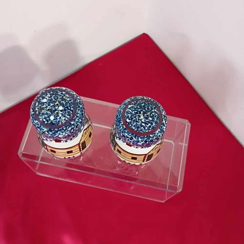 Blue and Gold Glitter Salt and Pepper Shakers
